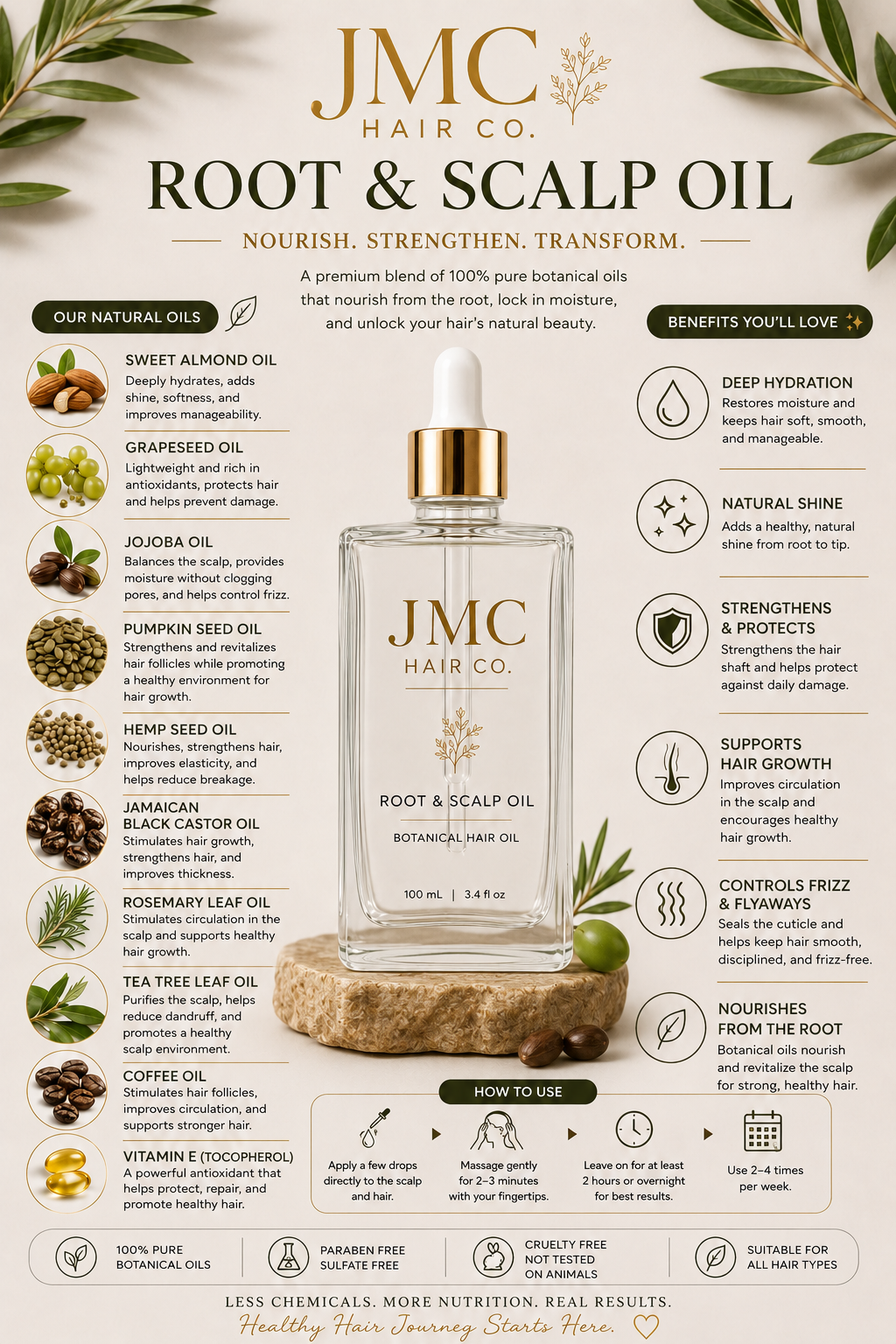 Benefits of JMC Hair Co. Rosemary Scalp & Hair Oil, Botanical ingredients in JMC Hair Co. Rosemary Scalp & Hair Oil